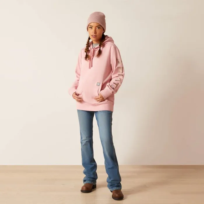 Women Sweatshirts and Hoodies Ariat Rebar Graphic Hoodie Mauveglow Heatherantler