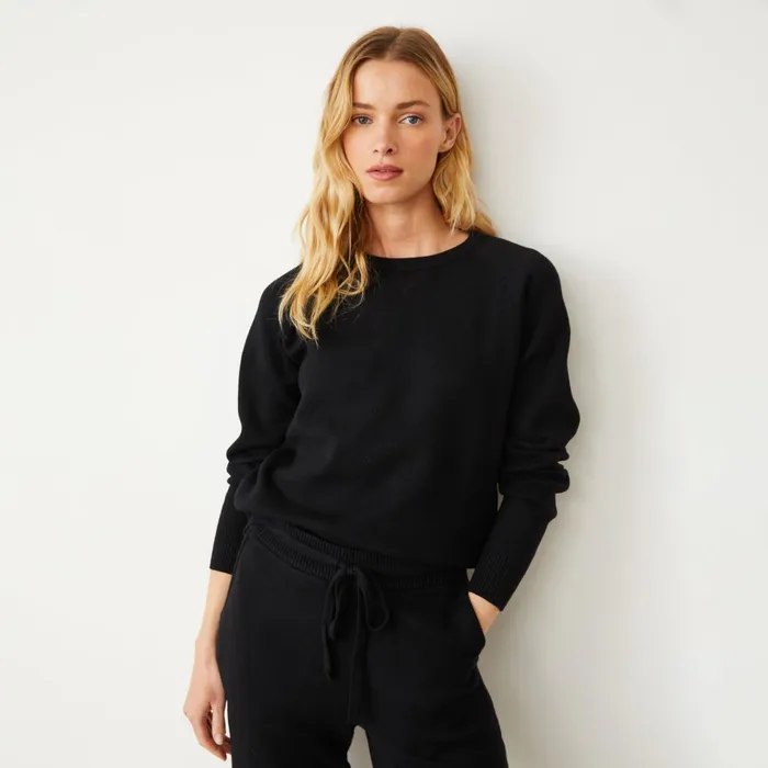 Women Sweatshirts MONROW Soft Knit Raglan Sweater Black
