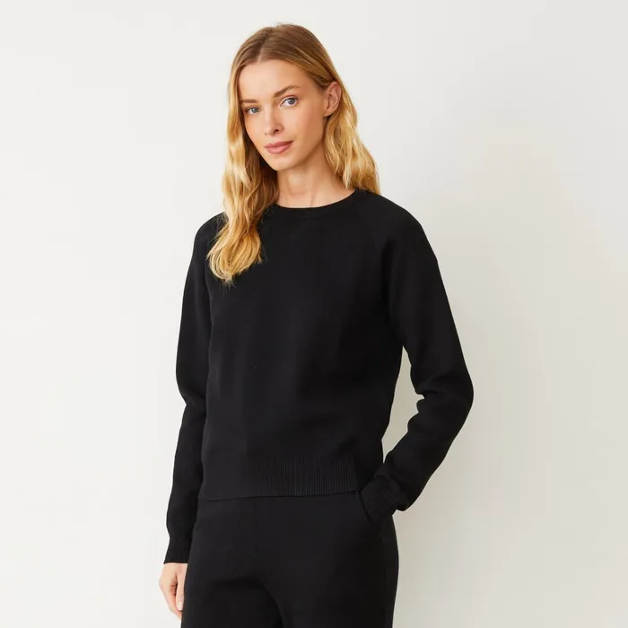 Women Sweatshirts MONROW Soft Knit Raglan Sweater Black