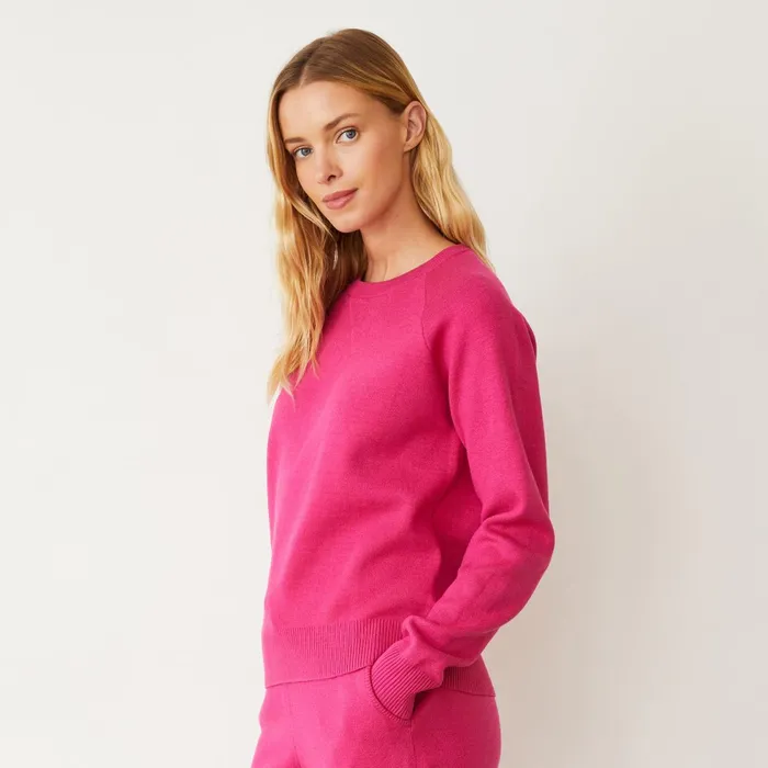 Women Sweatshirts MONROW Soft Knit Raglan Sweater Fuchsia