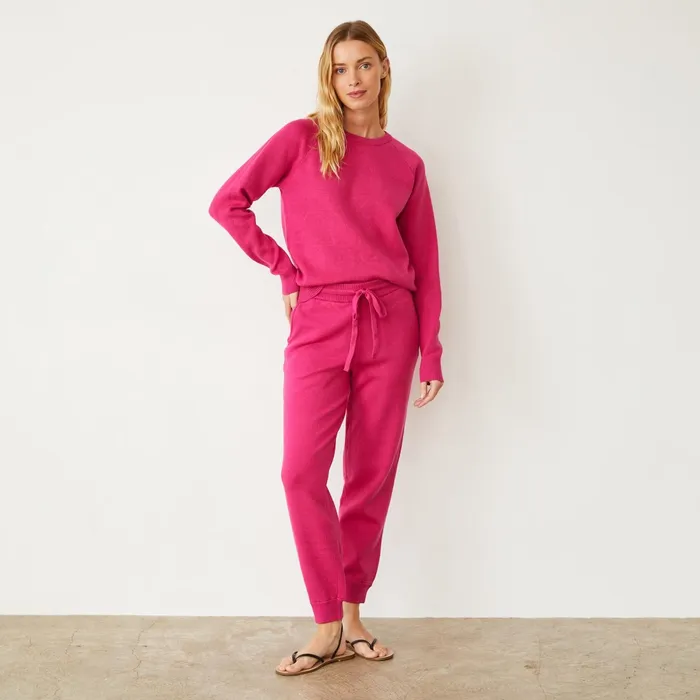 Women Sweatshirts MONROW Soft Knit Raglan Sweater Fuchsia