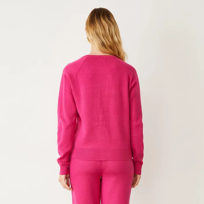 Women Sweatshirts MONROW Soft Knit Raglan Sweater Fuchsia