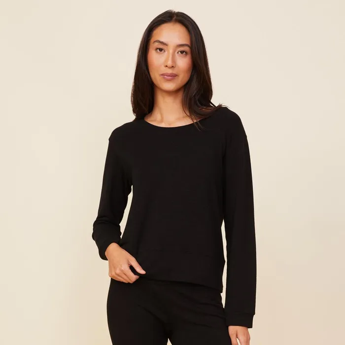 Women Sweatshirts MONROW Supersoft Crew Neck Sweatshirt Black