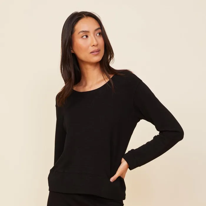 Women Sweatshirts MONROW Supersoft Crew Neck Sweatshirt Black