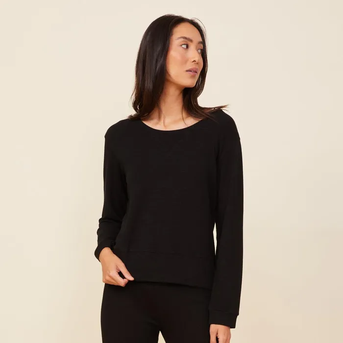 Women Sweatshirts MONROW Supersoft Crew Neck Sweatshirt Black