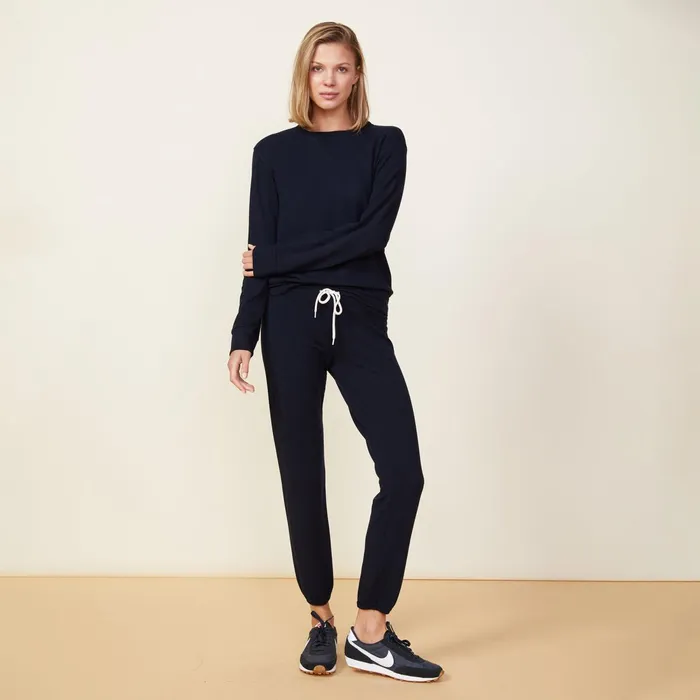 Women Sweatshirts MONROW Supersoft Crew Neck Sweatshirt Blue Black