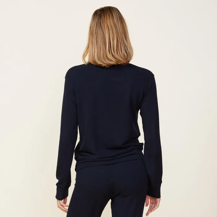 Women Sweatshirts MONROW Supersoft Crew Neck Sweatshirt Blue Black