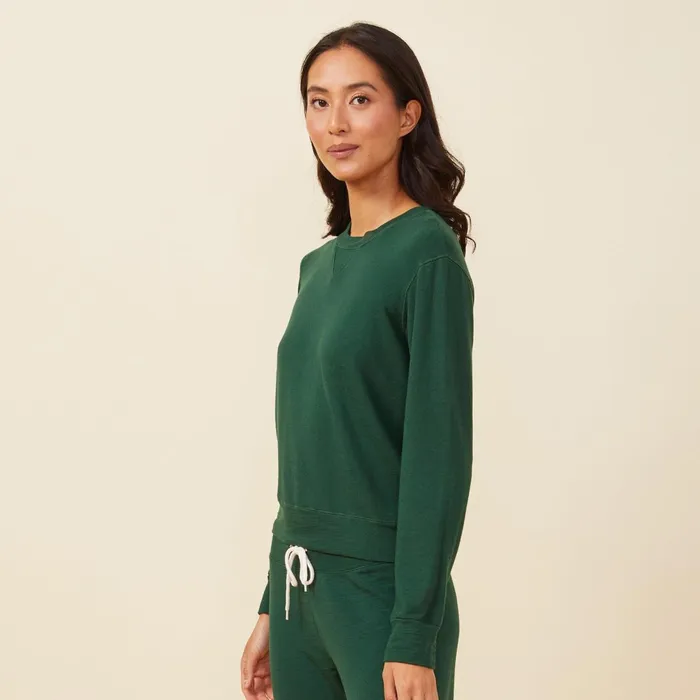 Women Sweatshirts MONROW Supersoft Crew Neck Sweatshirt Evergreen