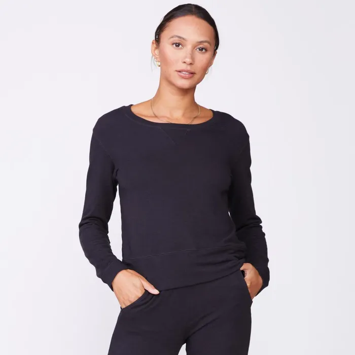 Women Sweatshirts MONROW Supersoft Crew Neck Sweatshirt Faded Black
