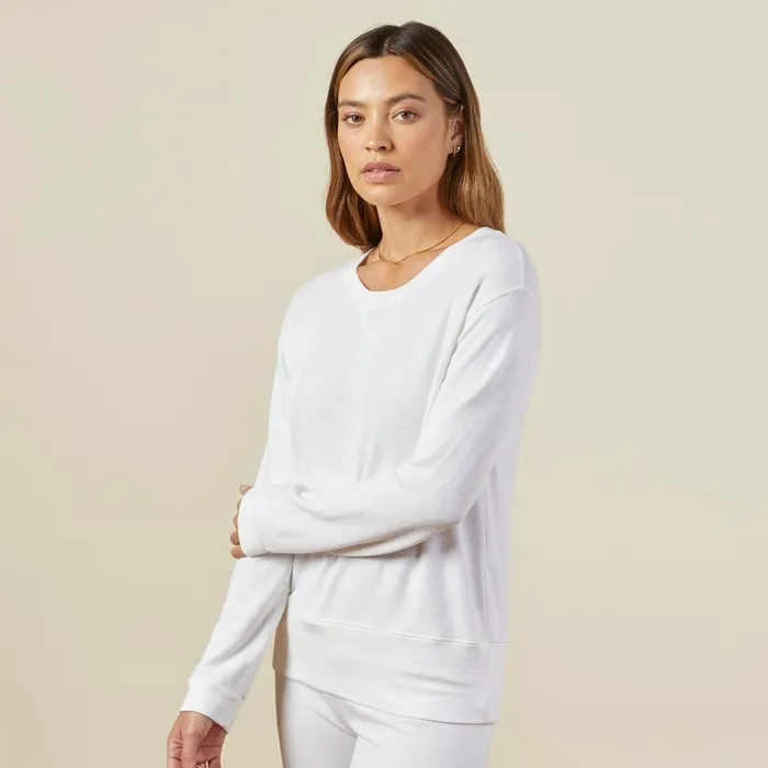 Women Sweatshirts MONROW Supersoft Crew Neck Sweatshirt White