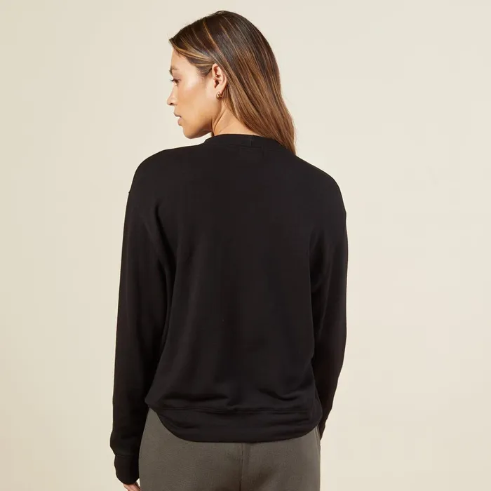 Women Sweatshirts MONROW Supersoft Fleece Boyfriend Sweatshirt Black