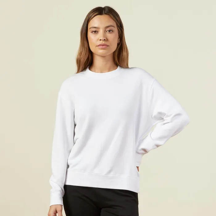 Women Sweatshirts MONROW Supersoft Fleece Boyfriend Sweatshirt White