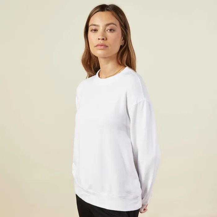 Women Sweatshirts MONROW Supersoft Fleece Boyfriend Sweatshirt White