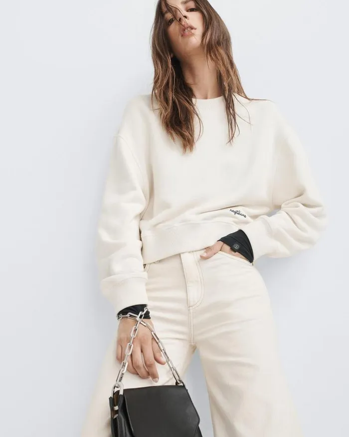 Women Sweatshirts Rag 038 Bone Vintage Terry Sweatshirt Off Wht
