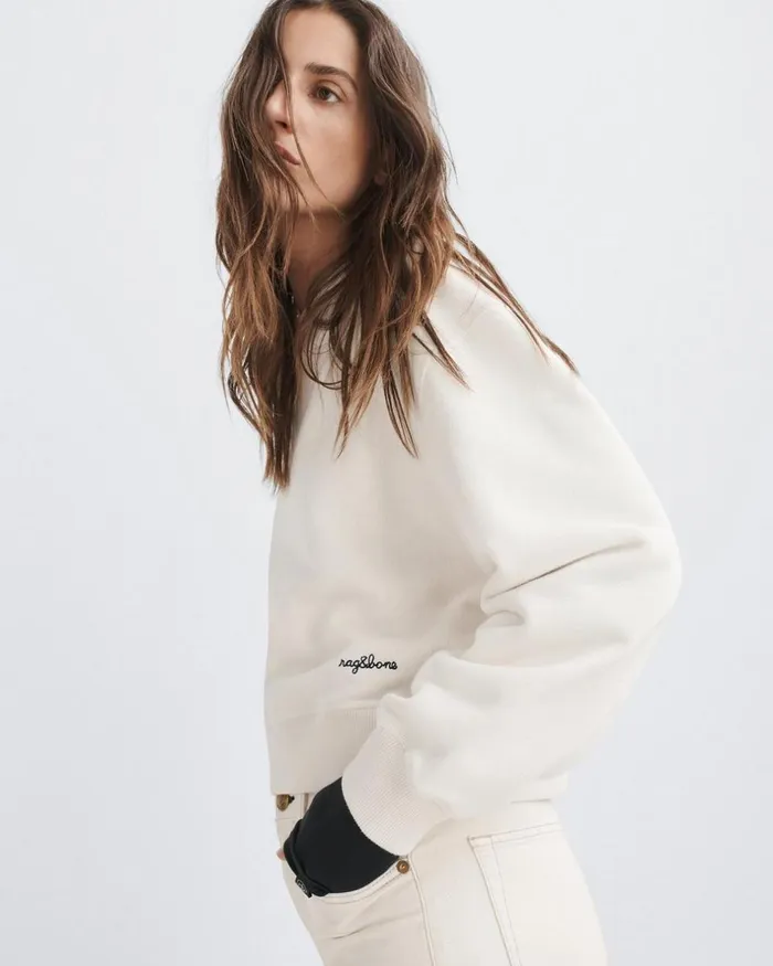 Women Sweatshirts Rag 038 Bone Vintage Terry Sweatshirt Off Wht
