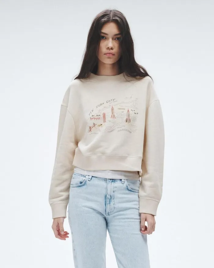 Women Sweatshirts Rag 038 Bone Vintage Terry Tourist Sweatshirt Off Wht
