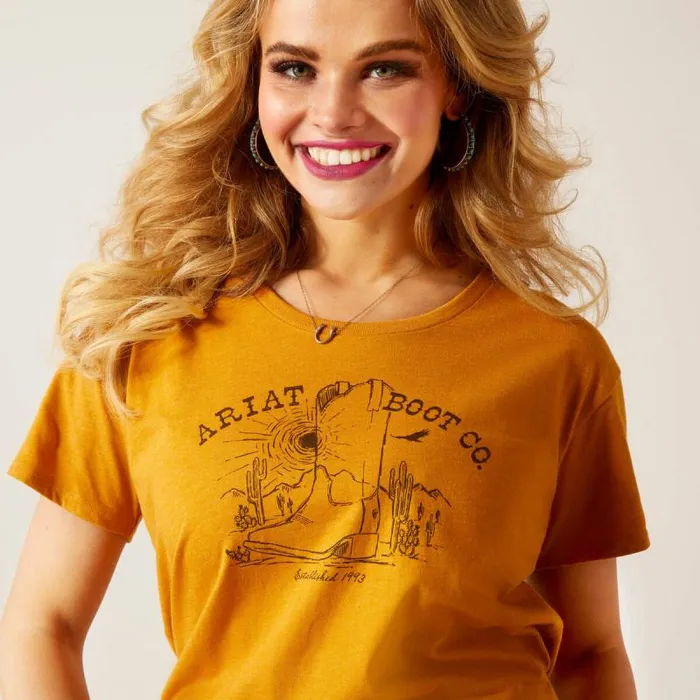 Women TShirts and Tops Ariat Ariat Bootscape TShirt Buckhorn Heather Women TShirts and Tops Ariat Ariat Bootscape TShirt Buckhorn Heather