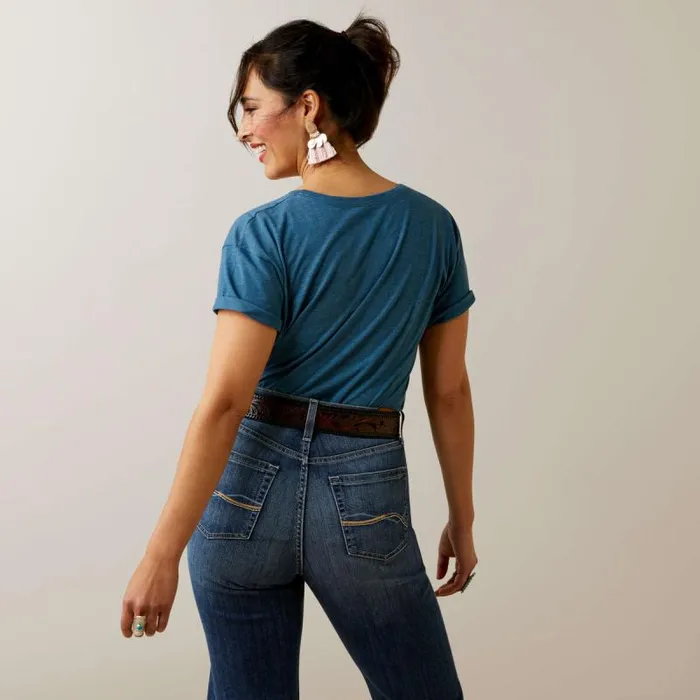 Women TShirts and Tops Ariat Ariat Bronco Betty TShirt Steel Blue Heather Women TShirts and Tops Ariat Ariat Bronco Betty TShirt Steel Blue Heather