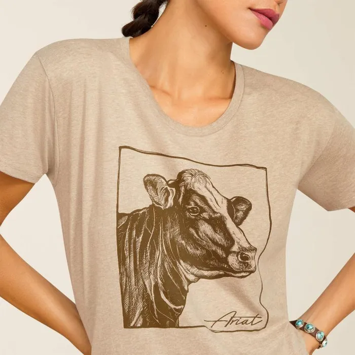 Women TShirts and Tops Ariat Ariat Cow Cover TShirt Oatmeal Heather Women TShirts and Tops Ariat Ariat Cow Cover TShirt Oatmeal Heather