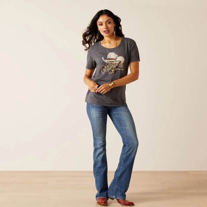 Women TShirts and Tops Ariat Ariat Cowboy Hat TShirt Titanium Women TShirts and Tops Ariat Ariat Cowboy Hat TShirt Titanium
