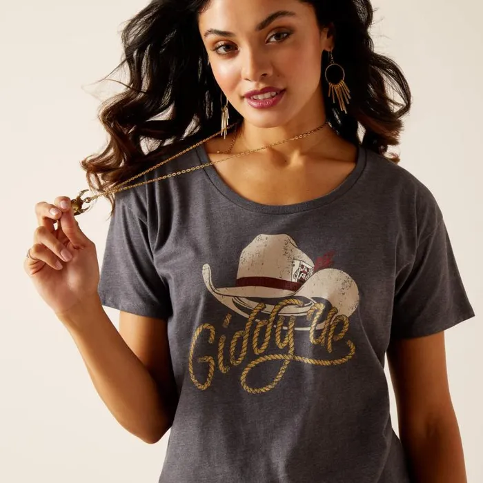 Women TShirts and Tops Ariat Ariat Cowboy Hat TShirt Titanium Women TShirts and Tops Ariat Ariat Cowboy Hat TShirt Titanium