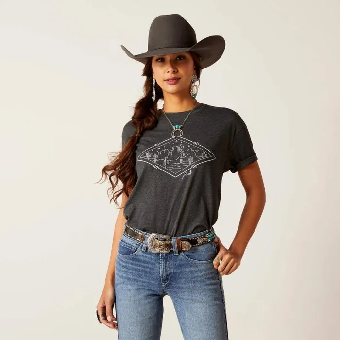 Women TShirts and Tops Ariat Ariat Desert Diamond TShirt Charcoal Heather