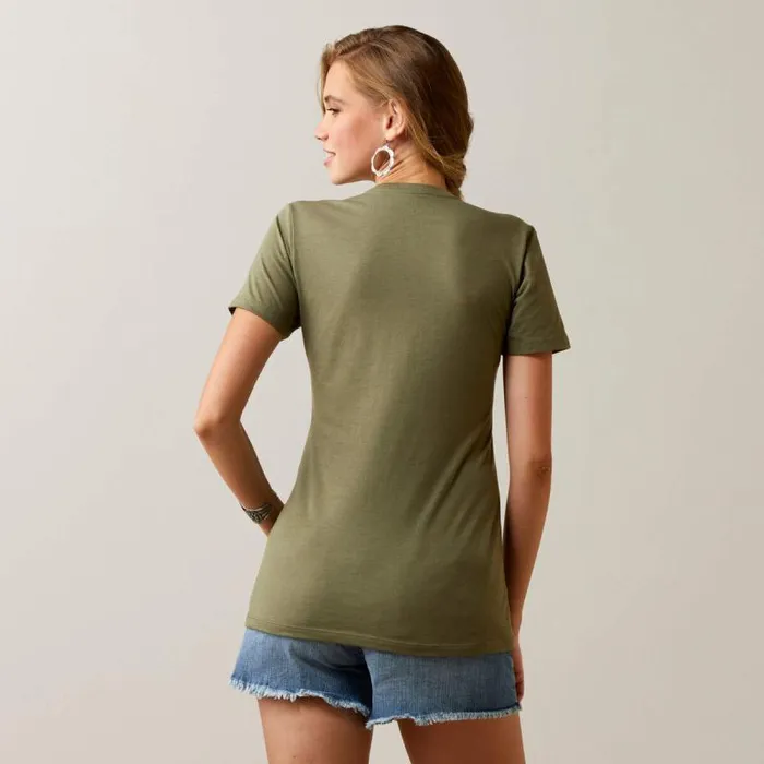 Women TShirts and Tops Ariat Ariat Mustang Fever TShirt Military Heather Women TShirts and Tops Ariat Ariat Mustang Fever TShirt Military Heather