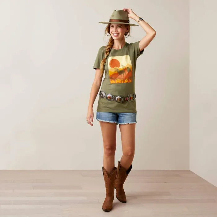 Women TShirts and Tops Ariat Ariat Mustang Fever TShirt Military Heather Women TShirts and Tops Ariat Ariat Mustang Fever TShirt Military Heather