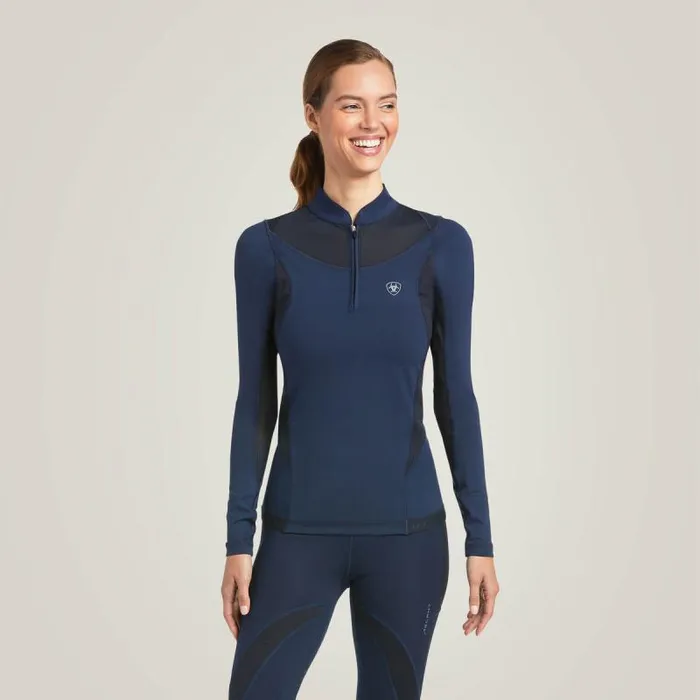 Women TShirts and Tops Ariat Ascent 14 Zip Baselayer Navy