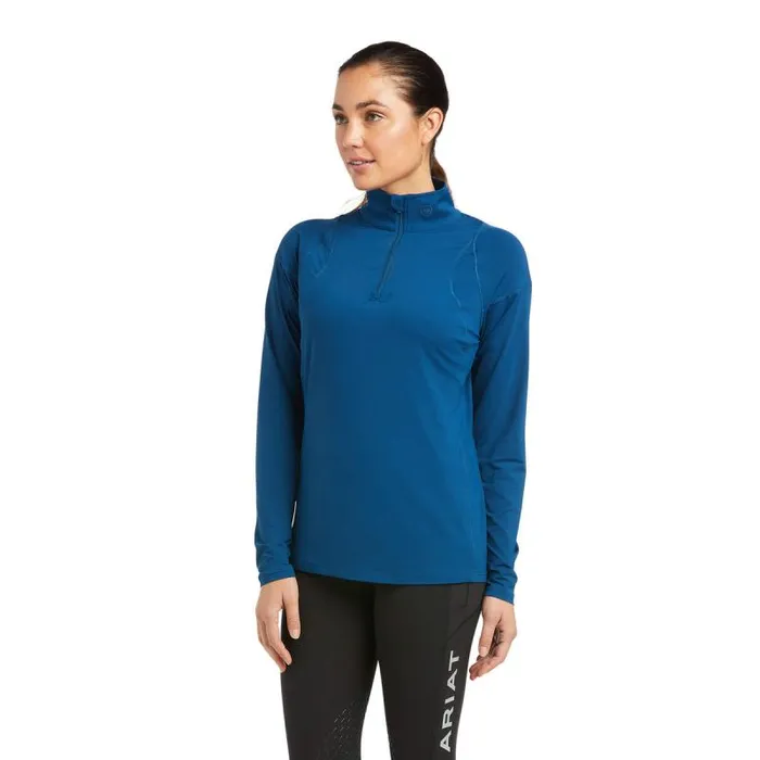 Women TShirts and Tops Ariat Auburn 14 Zip Baselayer Blue Opal