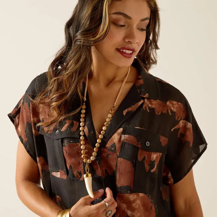 Women TShirts and Tops Ariat Badland Surplus Shirt Buffalo Print Women TShirts and Tops Ariat Badland Surplus Shirt Buffalo Print