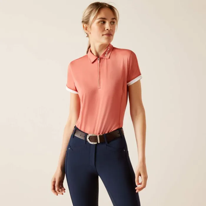 Women TShirts and Tops Ariat Bandera 14 Zip Polo Faded Rose