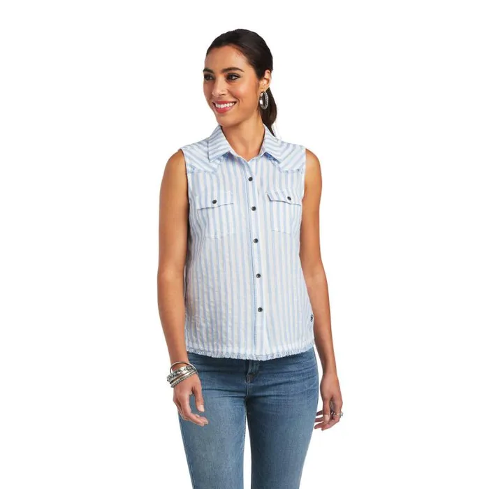 Women TShirts and Tops Ariat Boom Boom Shirt Blue Stripe