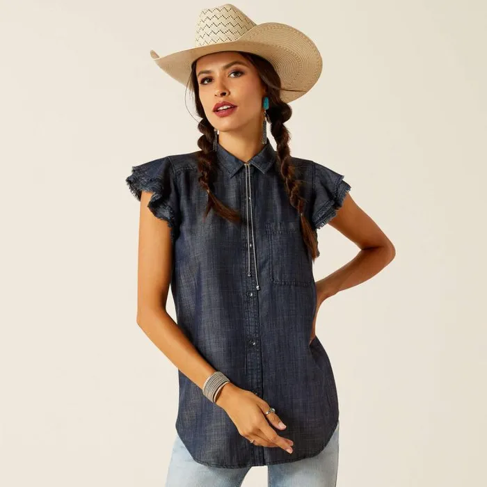 Women TShirts and Tops Ariat Carriage Top Indigo Rinse