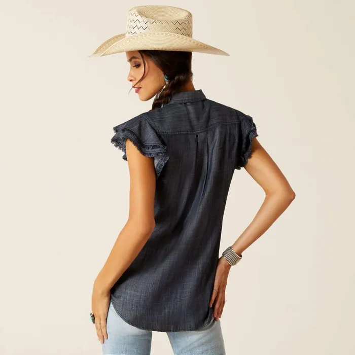 Women TShirts and Tops Ariat Carriage Top Indigo Rinse Women TShirts and Tops Ariat Carriage Top Indigo Rinse