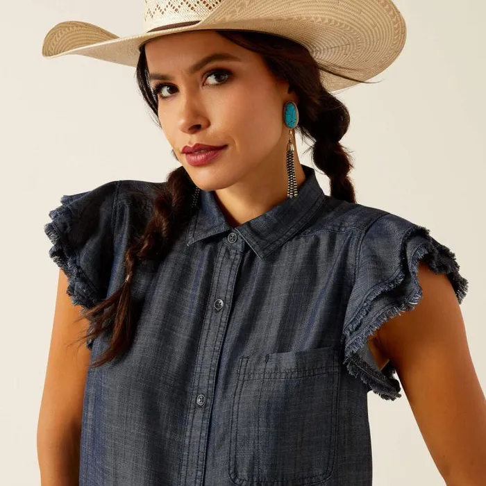 Women TShirts and Tops Ariat Carriage Top Indigo Rinse Women TShirts and Tops Ariat Carriage Top Indigo Rinse