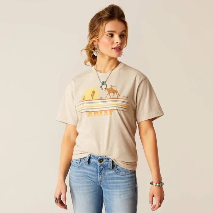 Women TShirts and Tops Ariat Cowgirl Desert TShirt Oatmeal Heather