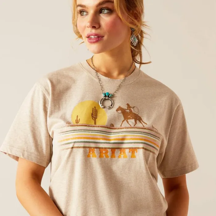 Women TShirts and Tops Ariat Cowgirl Desert TShirt Oatmeal Heather Women TShirts and Tops Ariat Cowgirl Desert TShirt Oatmeal Heather