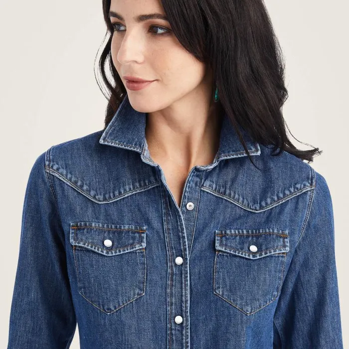 Women TShirts and Tops Ariat Farriday Denim Shirt Bluelight Women TShirts and Tops Ariat Farriday Denim Shirt Bluelight
