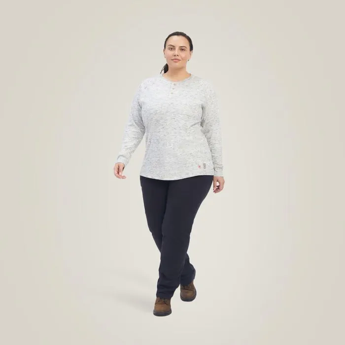Women TShirts and Tops Ariat FR Air Henley Top Space Dye Heather Grey Women TShirts and Tops Ariat FR Air Henley Top Space Dye Heather Grey