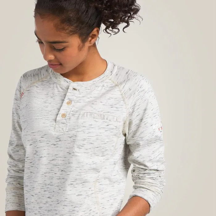 Women TShirts and Tops Ariat FR Air Henley Top Space Dye Heather Grey Women TShirts and Tops Ariat FR Air Henley Top Space Dye Heather Grey