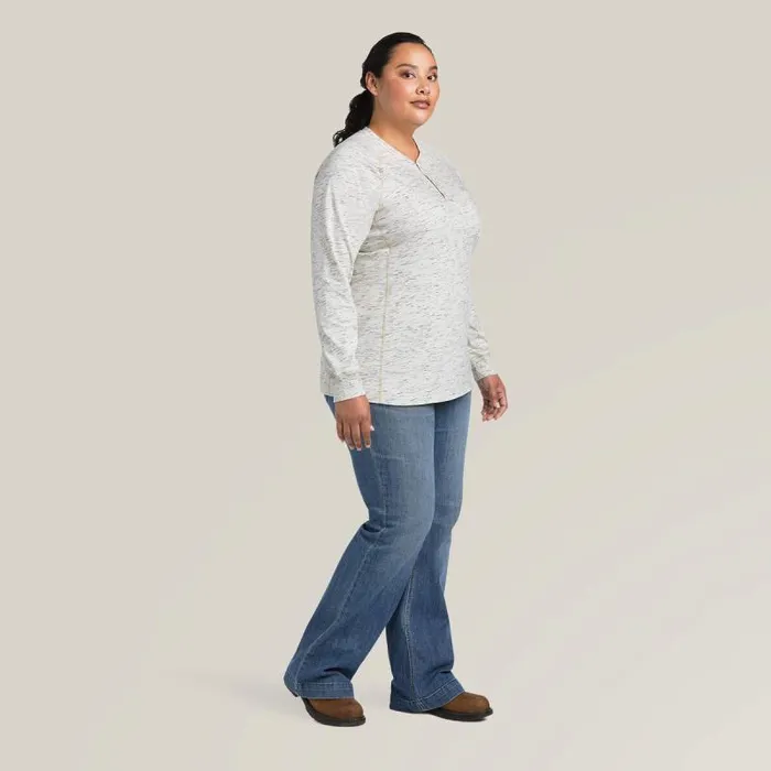 Women TShirts and Tops Ariat FR Air Henley Top Space Dye Heather Grey Women TShirts and Tops Ariat FR Air Henley Top Space Dye Heather Grey