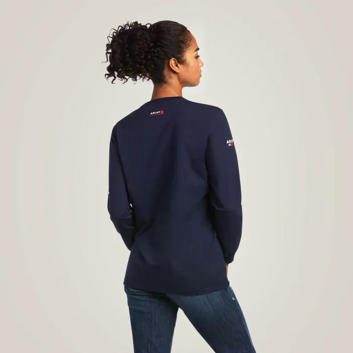 Women TShirts and Tops Ariat FR Stretch Logo TShirt Navyusa Women TShirts and Tops Ariat FR Stretch Logo TShirt Navyusa