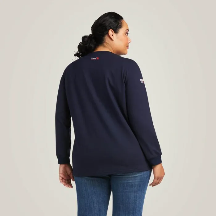 Women TShirts and Tops Ariat FR Stretch Logo TShirt Navyusa Women TShirts and Tops Ariat FR Stretch Logo TShirt Navyusa