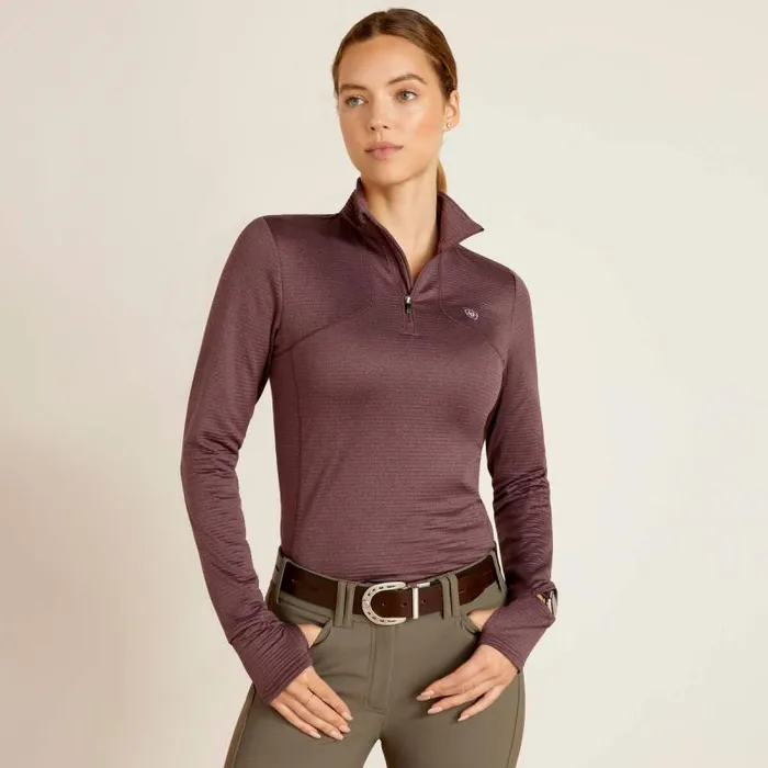 Women TShirts and Tops Ariat Gridwork 14 Zip Baselayer Huckleberry