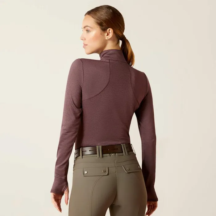 Women TShirts and Tops Ariat Gridwork 14 Zip Baselayer Huckleberry