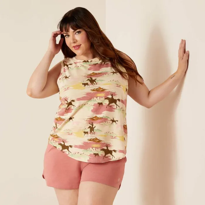 Women TShirts and Tops Ariat Hawaiian Tank Oatmeal Heather Women TShirts and Tops Ariat Hawaiian Tank Oatmeal Heather