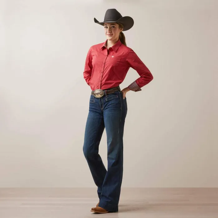 Women TShirts and Tops Ariat Kirby Stretch Shirt Cardinal Dot Women TShirts and Tops Ariat Kirby Stretch Shirt Cardinal Dot
