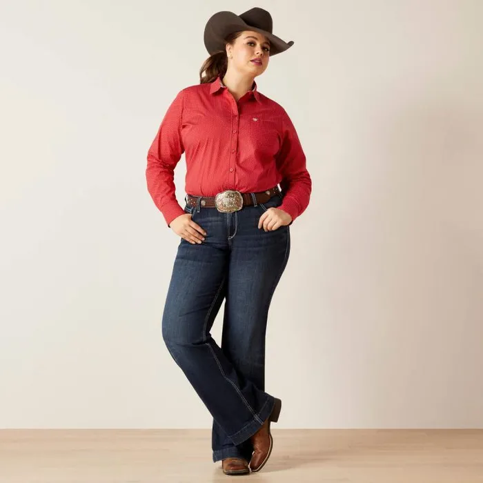 Women TShirts and Tops Ariat Kirby Stretch Shirt Cardinal Dot Women TShirts and Tops Ariat Kirby Stretch Shirt Cardinal Dot
