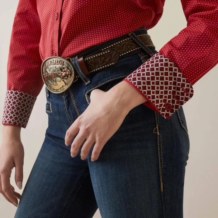 Women TShirts and Tops Ariat Kirby Stretch Shirt Cardinal Dot Women TShirts and Tops Ariat Kirby Stretch Shirt Cardinal Dot